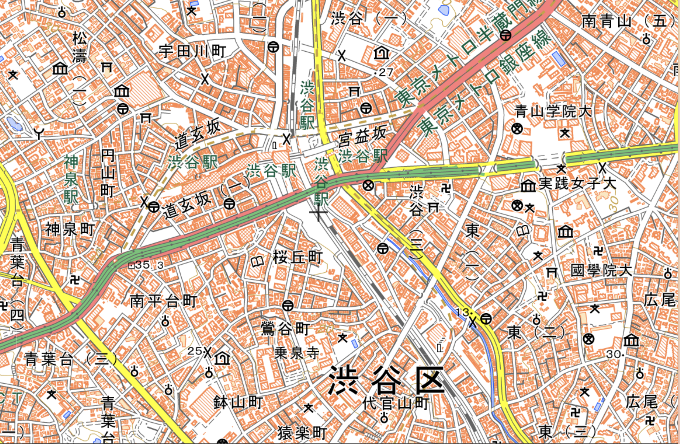 渋谷の派遣可能エリア地図